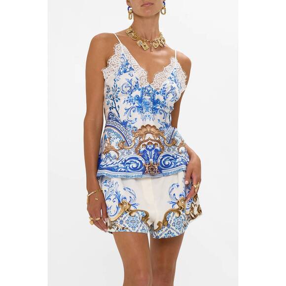 CAMILLA Tops - NEW CAMILLA lace edge cami in azul adventures